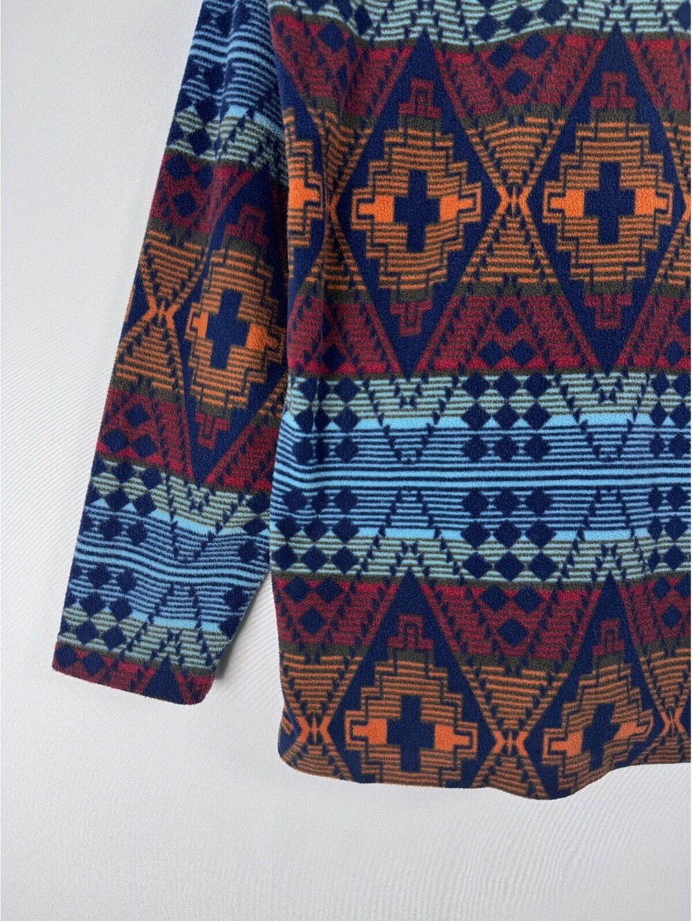 Orvis Aztec Geometric Gorpcore Outdoor Warm Fleece Pullover Quarter Zip Men's L - Picture 9 of 10